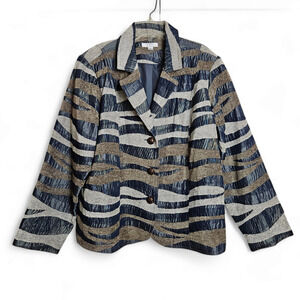 Erin London Women's NWT Vintage Animal Print Metallic Blazer Jacket Size 1XP